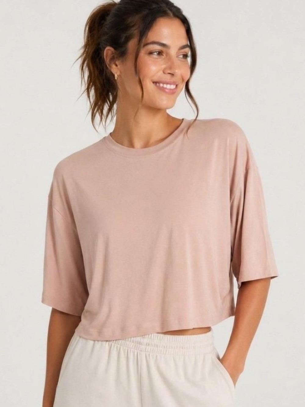 Lululemon Modal Relaxed-Fit Cropped Short-Sleeve Shirt Women’s Size 4